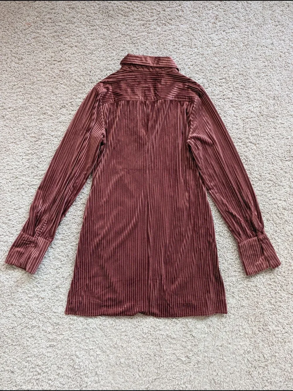 Passport Womens Rose Red Velvet Ribbed Button Front Top & Flare Pants Set Small
